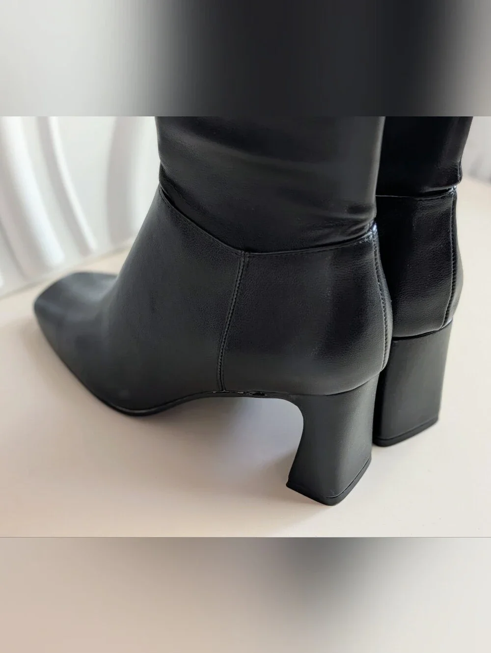 Steve Madden Hunny Black Knee High Boots Square Toe Heeled Size 8 New In Box